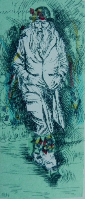 The Dancer: Bampton at Whitsun. Drypoint with Chine Colle